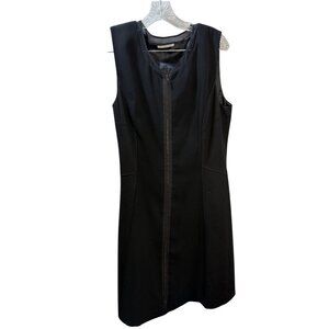 T Tahari Womens Black Sleeveless Sheath Dress With Front Zipper Closure Size S
